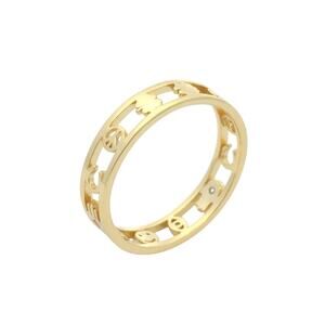 Joy Ring color Gold Hamsa, Happy face ,peace, horseshoe Size 7